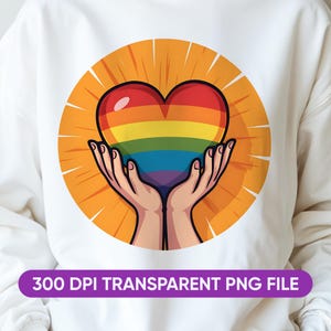 Celebre a diversidade com mãos segurando um coração PNG - Arco-íris Amor Clipart, Mãos segurando um coração PNG, Sublimação para impressão