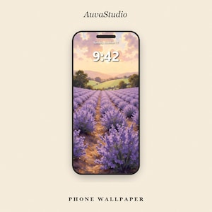 Telefoonbehang lavendelveld, bloemen vergrendelscherm nr. 162