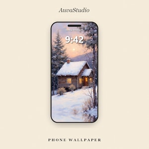Telefoonbehang besneeuwde cabine, wintervergrendelingsscherm nr. 102