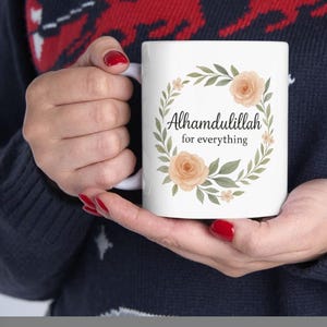 Alhamdulillah Mug Islamic Floral Coffee Cup Muslim Gift for Her Gratitude Mug Muslim Gift for Women Based Aesthetic Tea Mug Islamic Gift