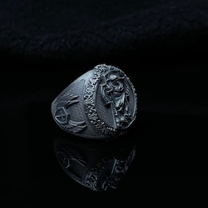 Sterling Silver Archangel Saint Michael Ring, Spiritual Jewelry Catholic Gift, Christian Jewelry Religious Gift, Personalized Gift for Him