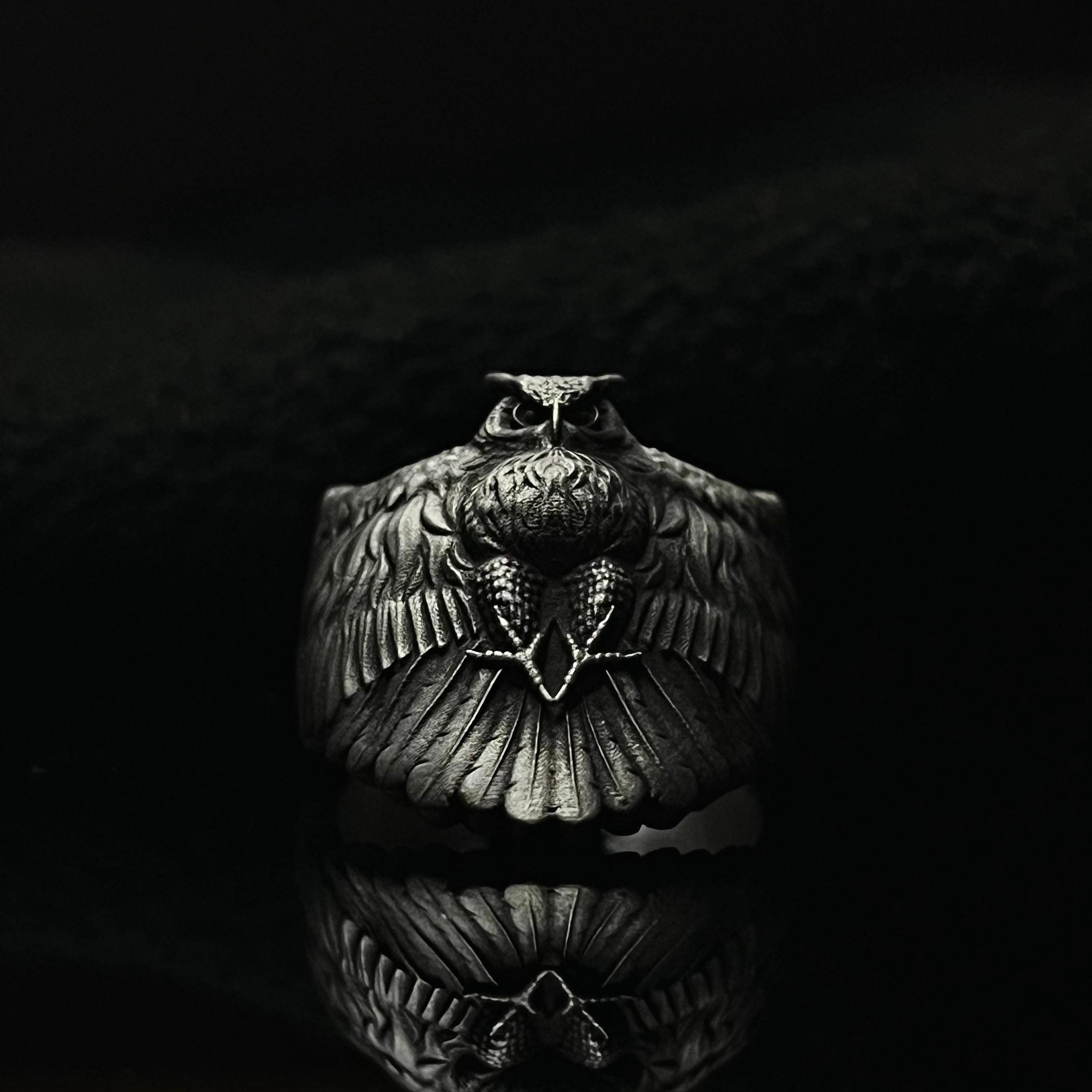 Silver Owl Ring, Birthday Gift Nature Inspired Animal Ring, Men's Silver Ring, Spiritual Jewelry