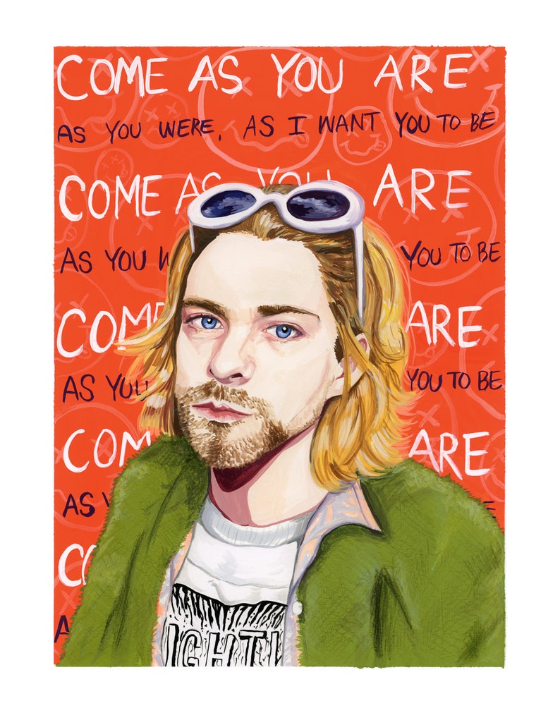 Kurt Cobain Come as You Are Art Print Etsy