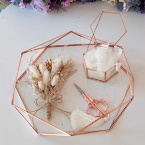 Ring Box for Wedding Ceremony Engagement Proposal Ring Bearer Box Mini Hexagon Glass Boxes Brides Gift