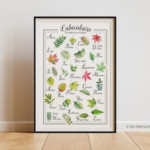 Tree Leaves ABC, Botanical Art Poster, Nature Wall Decor, Educational Poster, Forest ABC