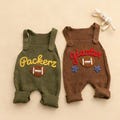 Baby Football Romper, Custom Name Baby Romper, Football Onesie Overalls, Hand Embroidered Baby Football Outfit, Baby Dungarees with Name product logo