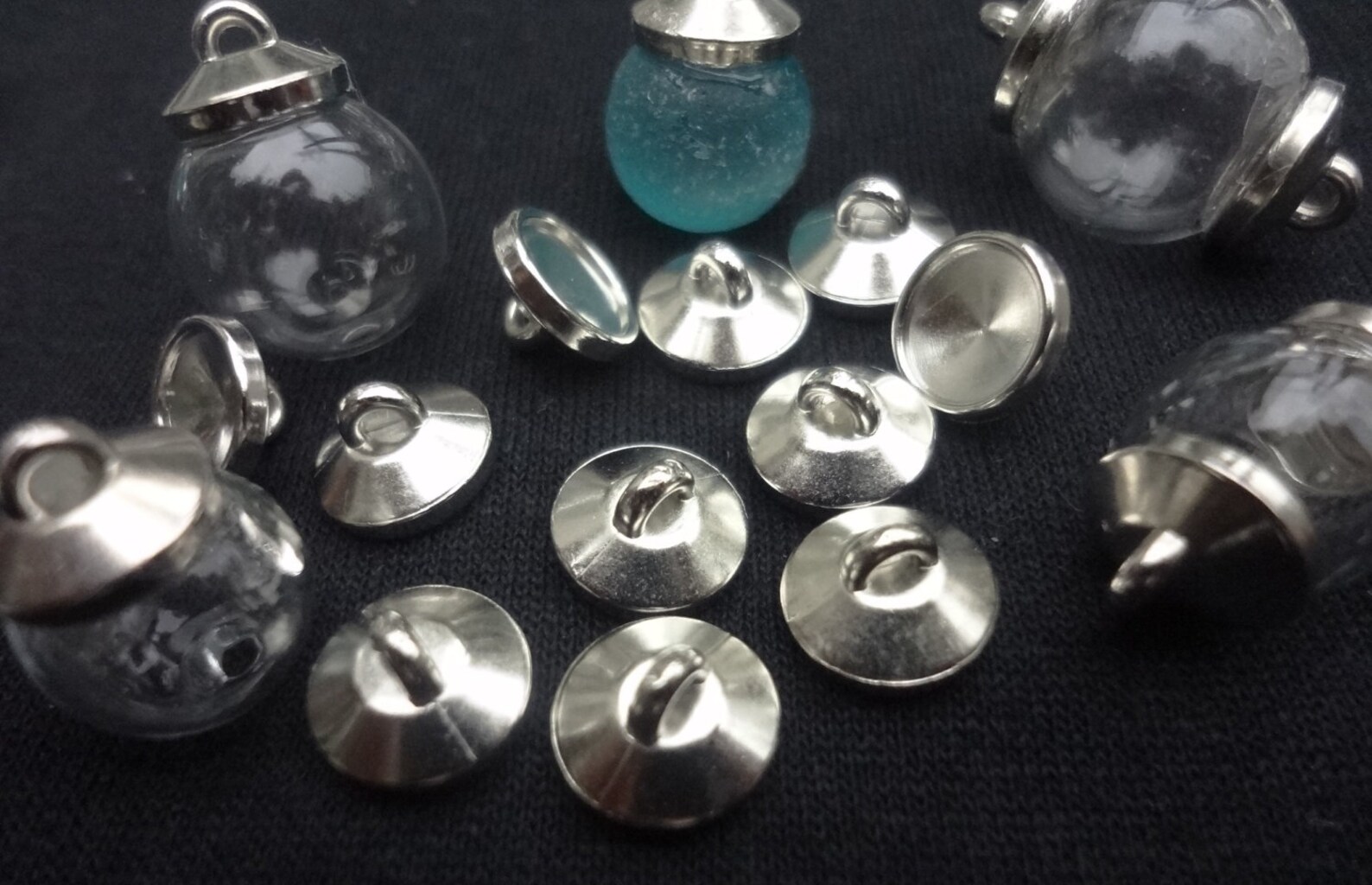 50pcs Silver plated Glue on bead caps glue on bails Etsy