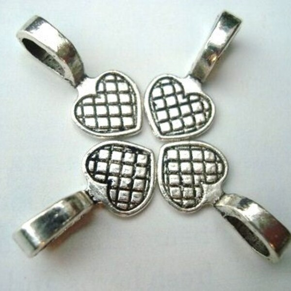 Small Heart Glue on Bails 15mm ((40pcs))-SALE-SALE-