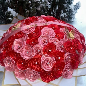 Elegant Handmade Rose Bouquet with Eternal Flowers- Perfect for Weddings, Anniversaries, Valentines Day, and Special Occasions