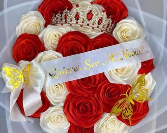 Custom Message Red Rose Bouquet- Personalized Ribbon Flowers Arrangement, Proposal Gift for Girlfriend, Anniversary, Birthday, or Graduation