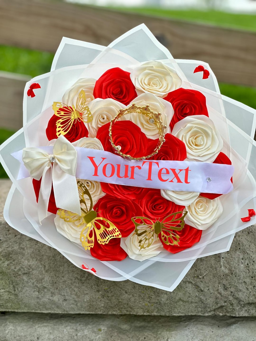 も*も様 Flower ribbon tops Red Red Ruby Satin Ribbon Flower Corsage Brooch 