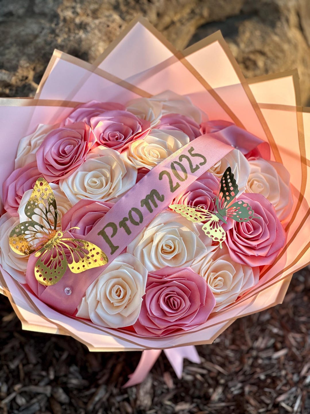 Custom Rose Bouquet With Ribbon Text – Prom Proposal Gift, Keepsake ...