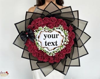 Hidden Message Rose Bouquet, Burn to Reveal Personalized Love Note, Will You Be My Girlfriend Proposal Gift, Romantic Valentine Roses