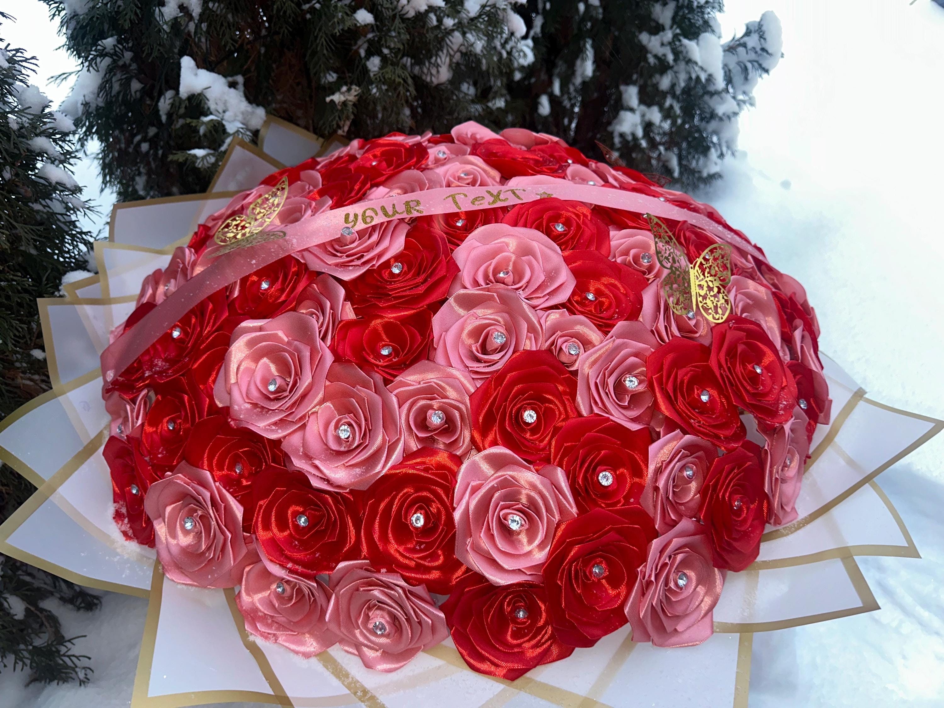 Elegant Handmade Rose Bouquet with Eternal Flowers- Perfect for Weddings, Anniversaries, Valentines Day, and Special Occasions