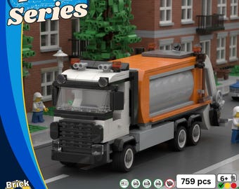 MOC Garbage Truck /digital PDF Lego manual instructions for building blocks / MOC-PS02-2025008 / Construction Site /
