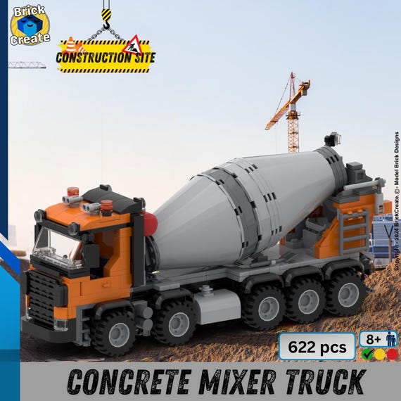 Construction Site / Concrete Mixer Truck / MOC / Digital Pdf Lego