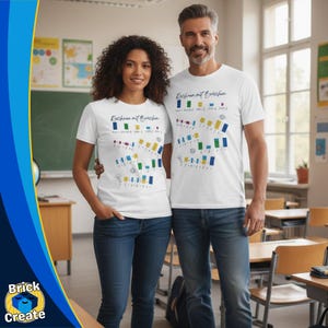 Math Builder Unisex T-Shirt – Fractions with Building Blocks | Nerd & AFOL Gift