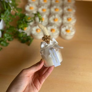 Candela regalo a forma di margherita in zuccheriera in mica per bomboniere di fidanzamento