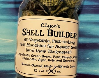 Shell Builder - Alimento Snello para caracoles y camarones - Golosinas vegetales deshidratadas ricas en calcio, 56,7 gramos (2 onzas)