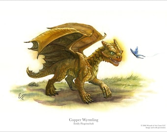 Baby Copper Dragon 8.5 x 11 Print