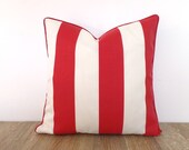 Red and white pillow cover 18x18 Christmas decoration, color block outdoor pillow case, red stripe bench cushion cover front porch decor