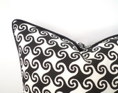 Black pillow cover 18x18 front porch decor, geometric pillow cover indoor outdoor fabric, black and white cushion case minimalist decor