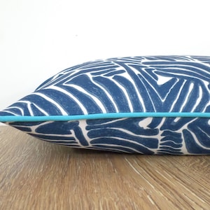 Blue  outdoor pillow cover, zebra print lumbar pillow cover for front porch decoration, animal print outdoor cushion case