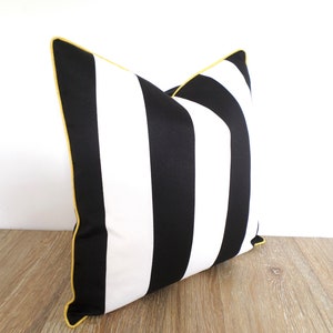 Black stripe outdoor pillow cover 20x20, black and white pillow cover modern outdoor decor image 1