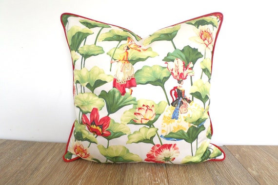 Chinoiserie pillow cover 18x18 Asian SET OF TWO Thibaut Pillow Covers Zebra