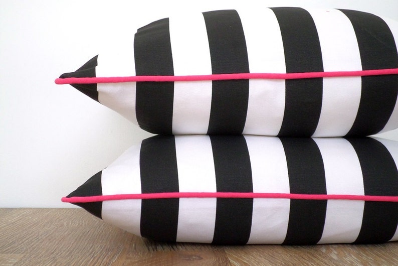 Black and White Pillow Cover 18x18 College Dorm Modern Etsy