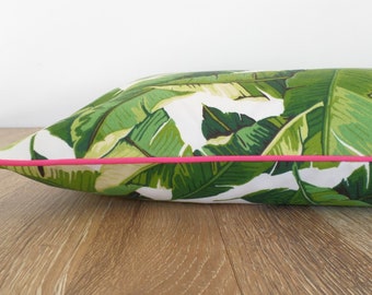 Tropical dog bed cover swaying palm print, green and pink dog duvet case, tropical floor cushion cover Palm Beach Decor