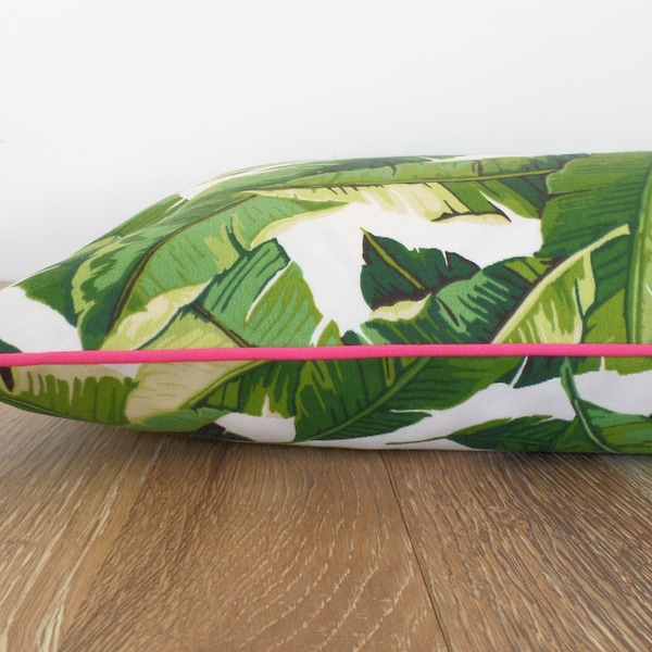 Tropical dog bed cover swaying palm print, green and pink dog duvet case, tropical floor cushion cover Palm Beach Decor