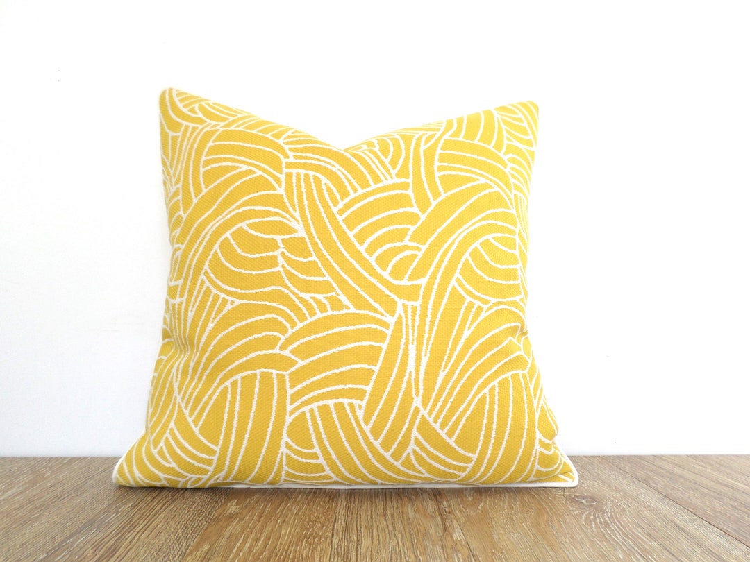 Yellow Outdoor Pillow Cover 18x18 Spring Decor for Front Porch
