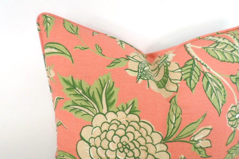 Soft Coral Pillow Cover 18x18 Tropical Flower Print Floral Etsy