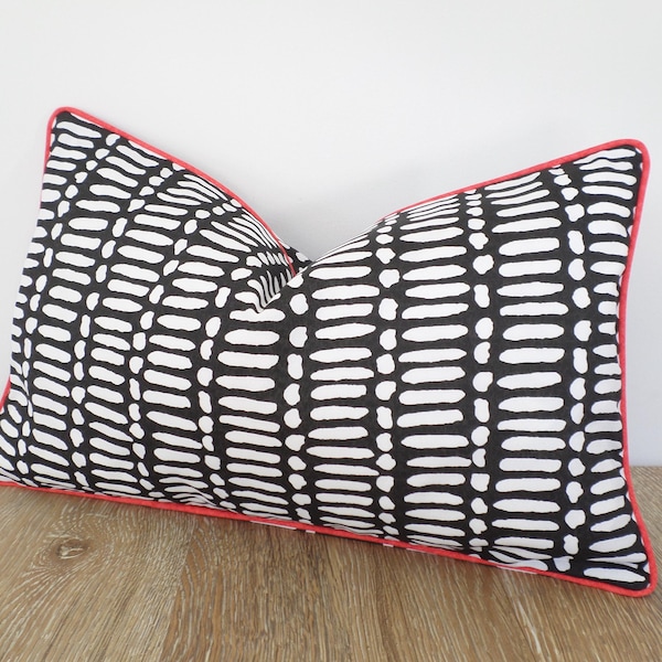 Geometric Lumbar Pillow Cover: Black and White Modern Outdoor Decor