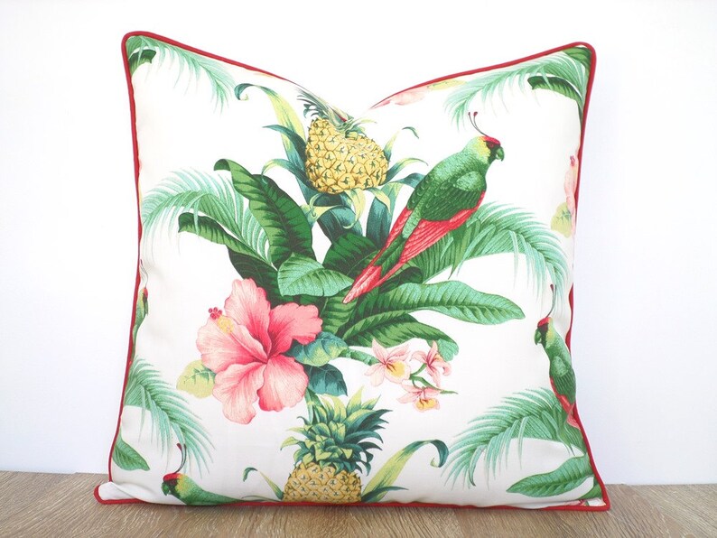Tropical Outdoor Pillow Cover 20x20 Caribbean Decor Pineapple Etsy