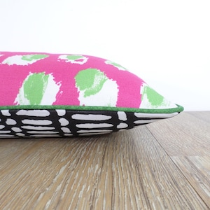 Colorful outdoor pillow cover mix and match, geometric lumbar pillow case pink and black decor, pink throw pillow case