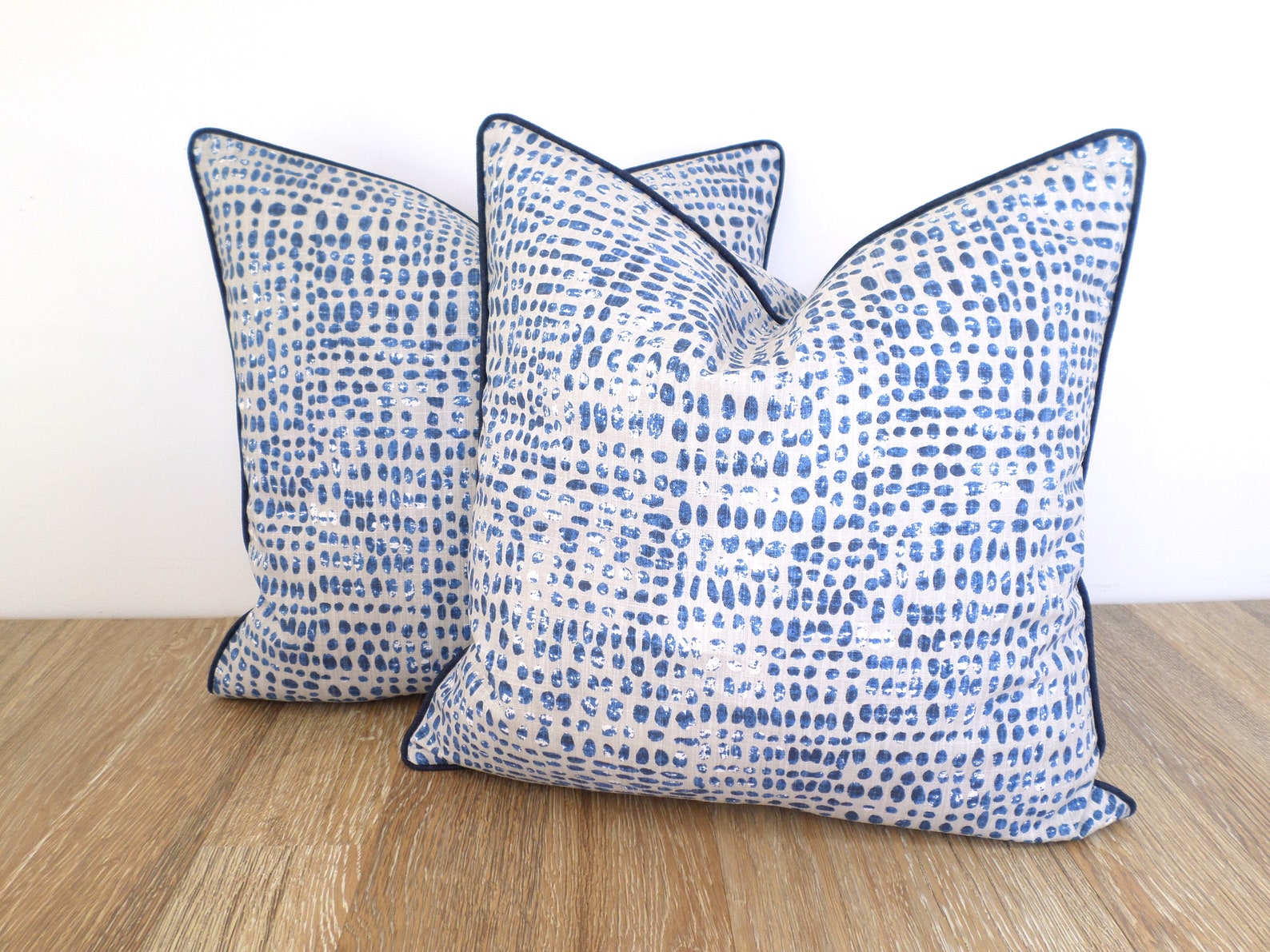 Navy Blue Dot Pillow Case Nautical Decor Blue and White Etsy