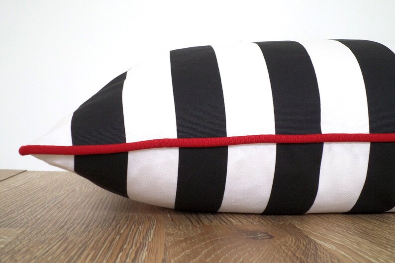 Black and White Pillow Cover 18x18 Stripe Pillow Piping Etsy