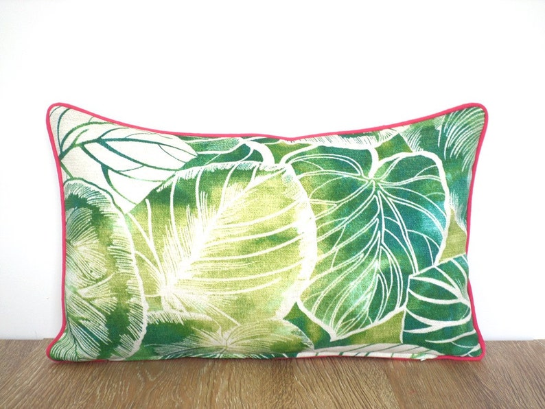 Tropical Pillow Cover 20x12 Green Lumbar Pillow Case Palm Etsy