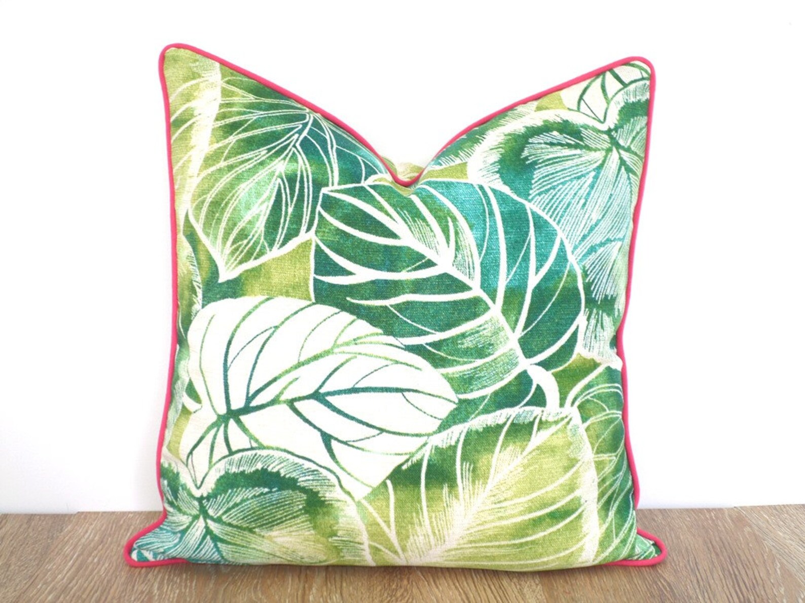 Green Palm Leaf Pillow Cover 18x18 Outdoor Bench Cushion Etsy