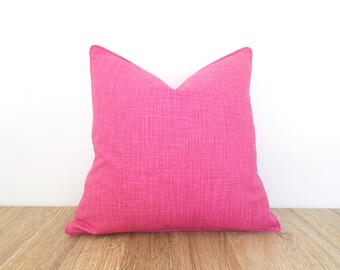 Fuchsia pink accent pillow cover modern home decor, solid pink throw pillow case gift for her