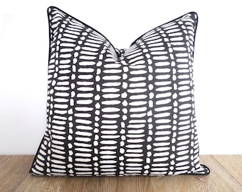 Geometric outdoor pillow cover black and white decor, black pillow case for outdoor bench