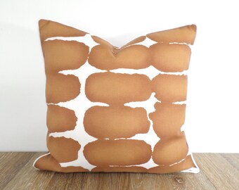 Light brown outdoor pillow cover 18x18 bohemian decor, shibori dot pillow case, abstract outdoor pillow cover with piping