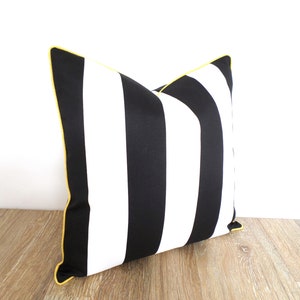 Black stripe outdoor pillow cover 20x20, black and white pillow cover modern outdoor decor image 9