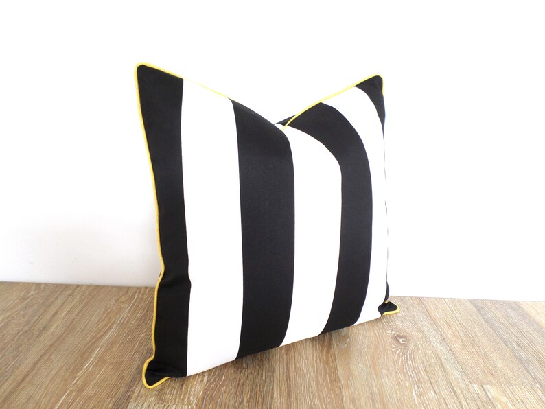 Black stripe outdoor pillow cover 20x20, black and white pillow cover modern outdoor decor image 9