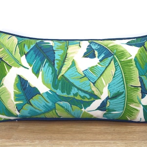Tropical leaf pillow cover, green outdoor pillow case palm leaf print, tropical cushion case Palm Beach Decor