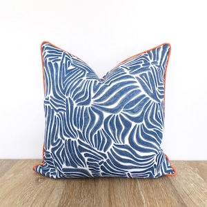 Blue outdoor pillow cover  zebra print, animal print pillow case blue and orange