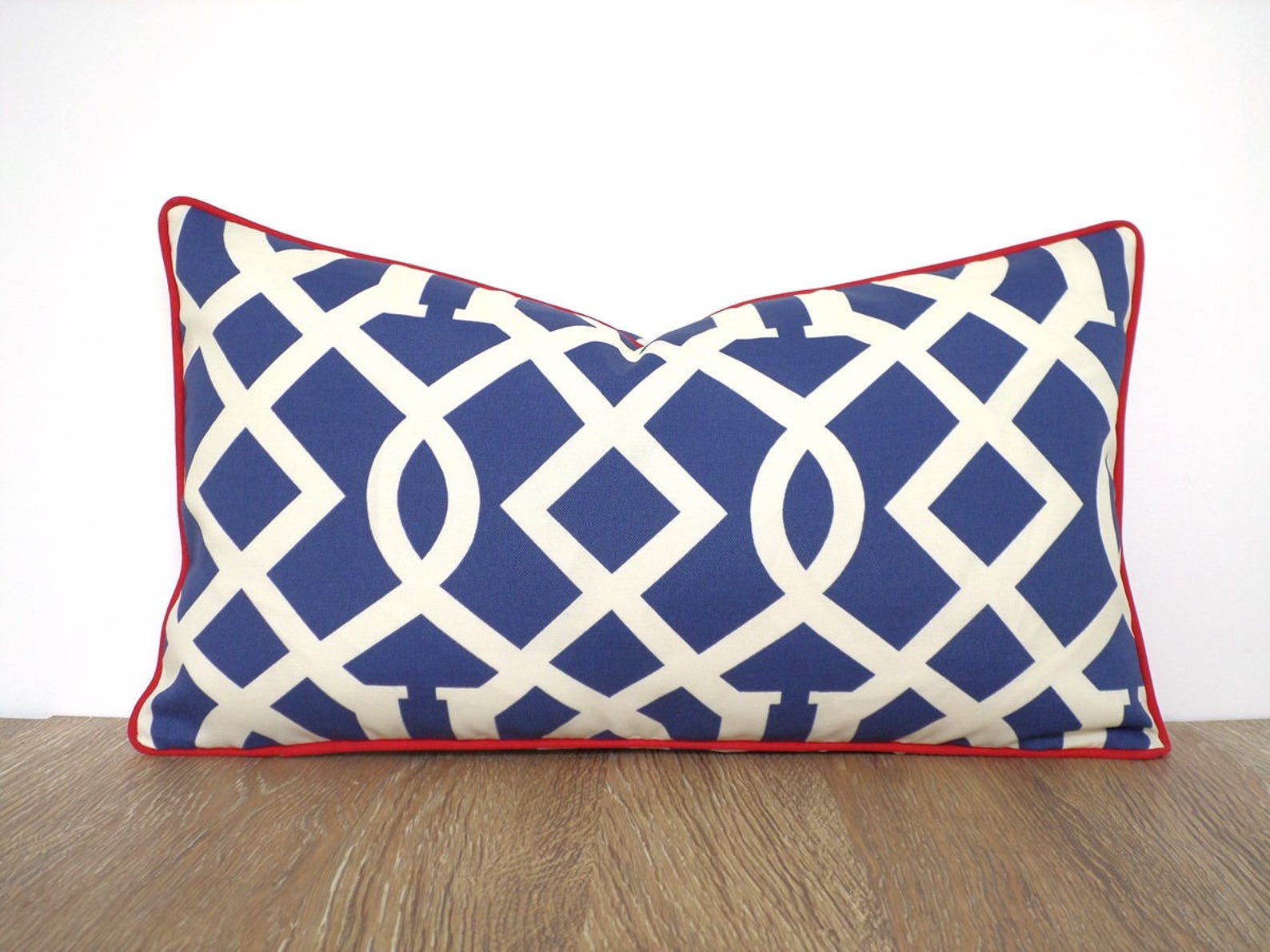 Funda de almohada exterior azul 20x12 cojín geométrico al | Etsy