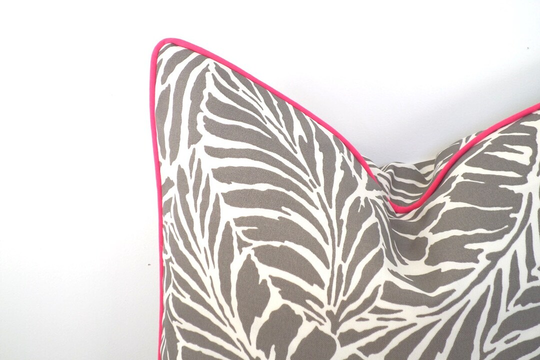 Grey Outdoor Pillow Cover 15x15 Tropical Leaf Print Floral Etsy